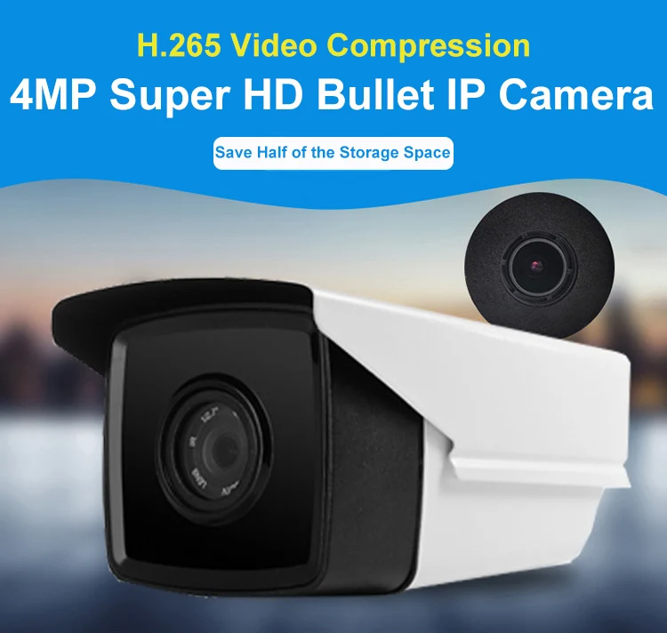 Housing Outdoor IP66 Waterproof Poe Power Supply CCTV Security Surveillance Bullet IP Network Camera IPC 4MP Metal Night VISION
