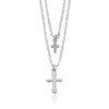 45330 xuping double layers european religious cross shaped necklace