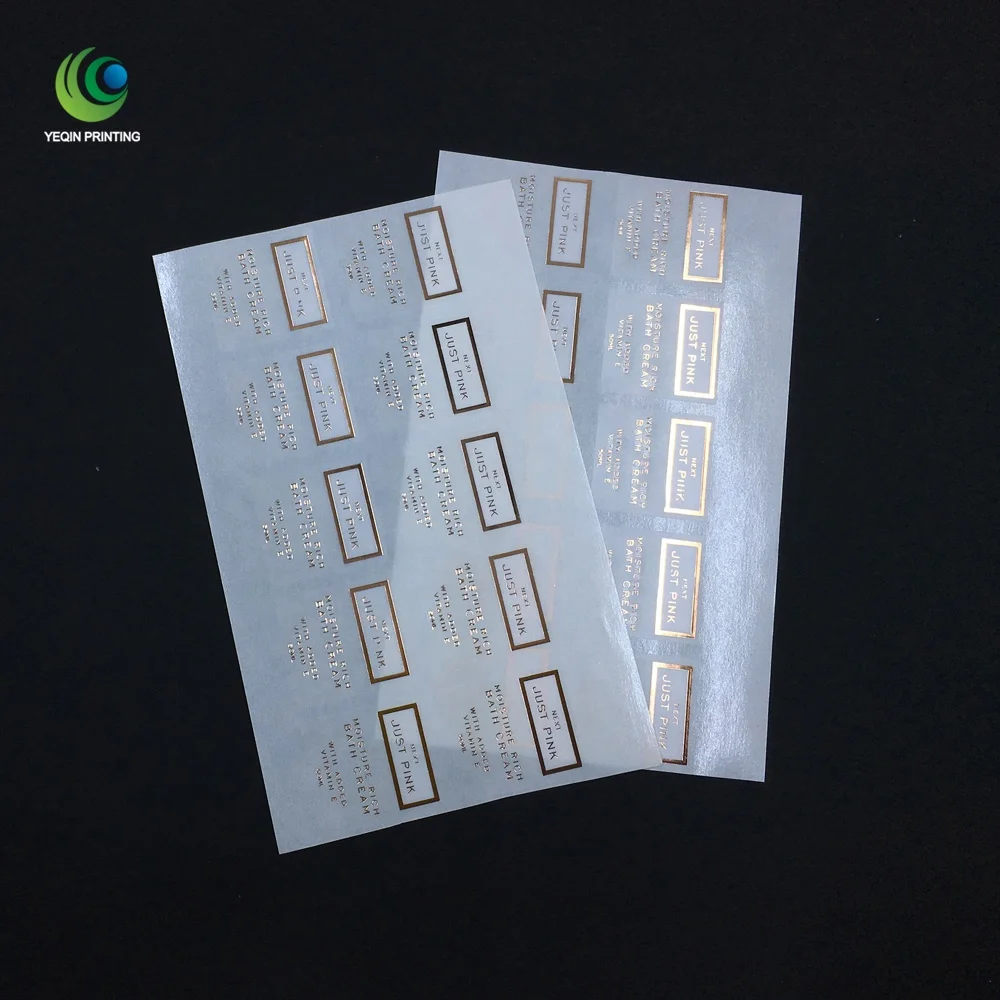 Haut de gamme qualit&eacute; vinyle transparent cosm&eacute;tiques emballage &eacute;tiquette autocollant avec dorure