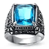Vintage 2017 New Designs Mens Environmental Engraved Fleur De Lis Stainless Steel Sapphire Rings