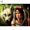 Factory wholesale India women with wolf DIY diamond painting with frame