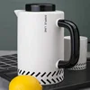 Western style tableware concise cheap ceramic teapot set with black handle