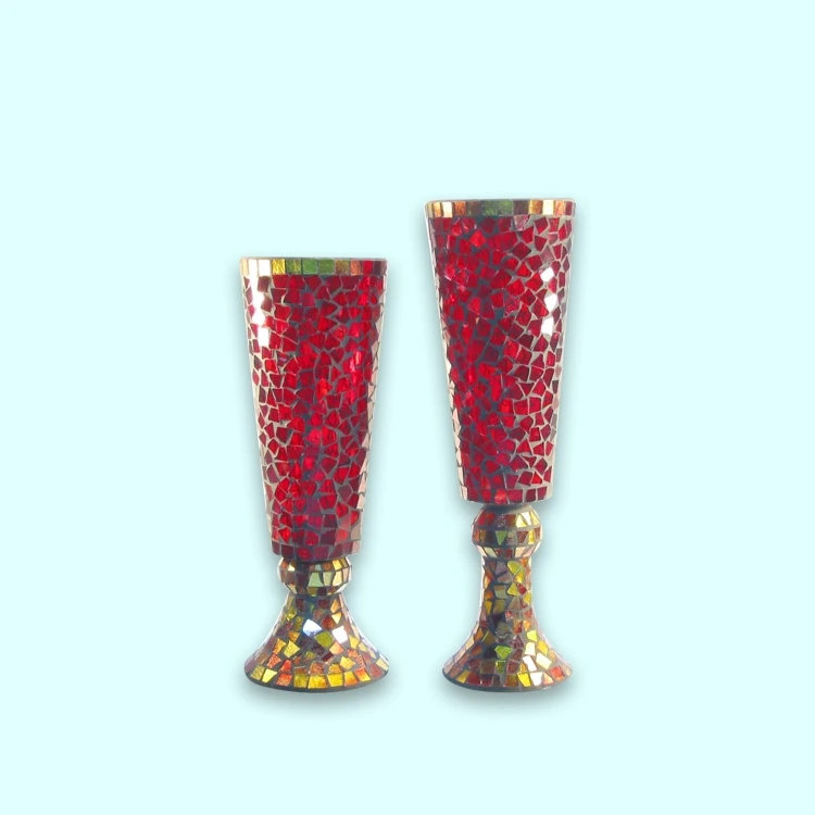 Handicraft Silver Decorative Cheap Mirror Flower Glass Mosaic Vases