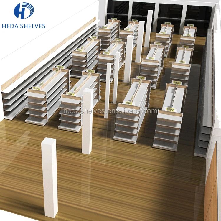 Adjustable Wall Mounted Shelving,Single Sided Supermarket Shelf Gondola