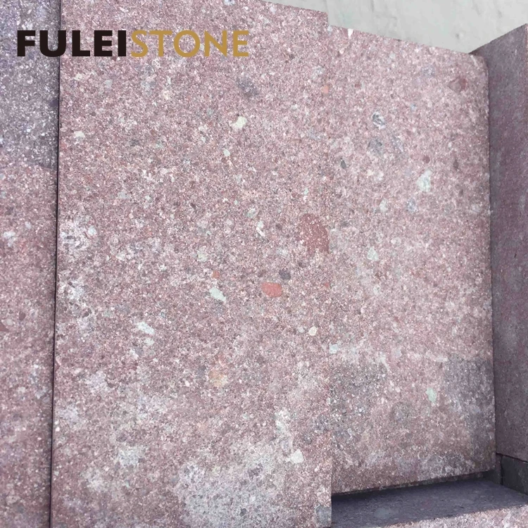 Outdoor flamed cheap chinese red porphyry granite paving stone