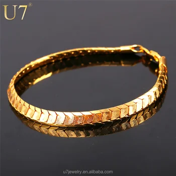 U7 Scale Chain Bracelets For Men Jewelry 18k Real Gold Platinum U7 Scale Chain Bracelets For Men Jewelry 18k Real Gold Platinum Plated Mens 2017