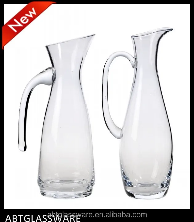 Clear Transparent Classical Handmade 1 Gallon Glass Pitcher With Handle