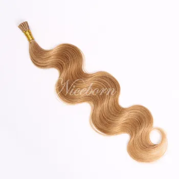 8a Virgin Hair I Tip Wavy Hair Extensions Blond Peruvian Human