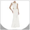 White long dress scoop neck bandage formal evening dress gown in stock