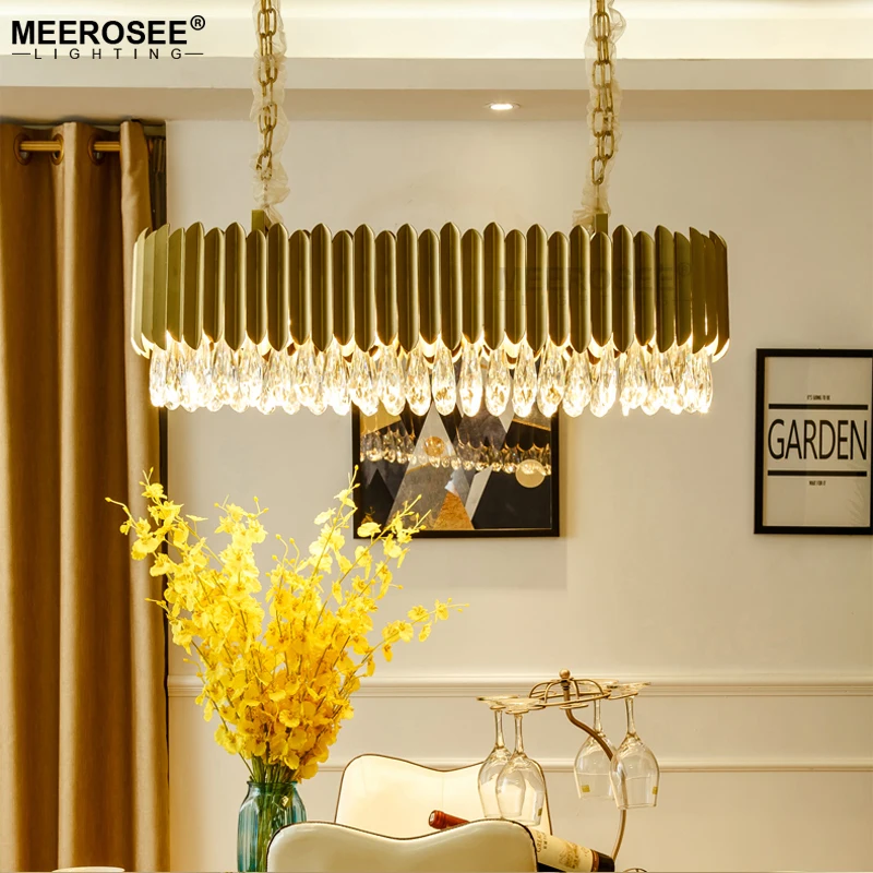 Meerosee Pendant Light Fixture  Clear Crystal Gold Hanging Lamp for Home Hotel Restaurant MD86722