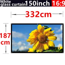 150Inch 16:9 White glass curtain Fabric Matte With 1.3 Gain projection screen Wall Mounted Matt White for all projectors
