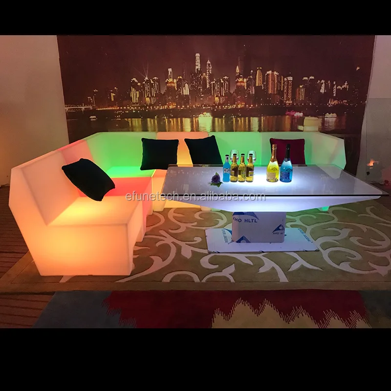 Outdoor Bar Furniture Sets Led Curved Bench Bar Club Outdoor