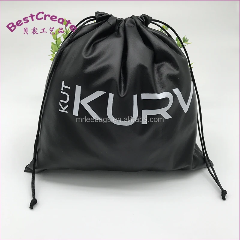 Custom Printed 17x26cm Leather Drawstring Bags Shaped Pu Water Bottle
