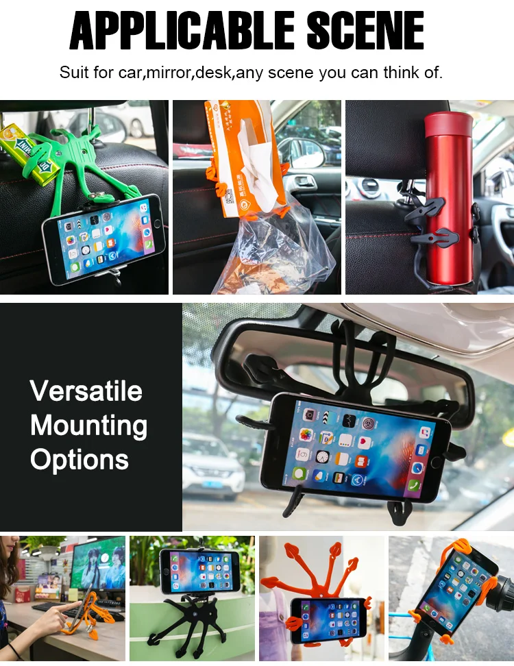 Adjustable Non-Slip Silicone Handlebar Rack car Mount flexible silicone mobile phone holder