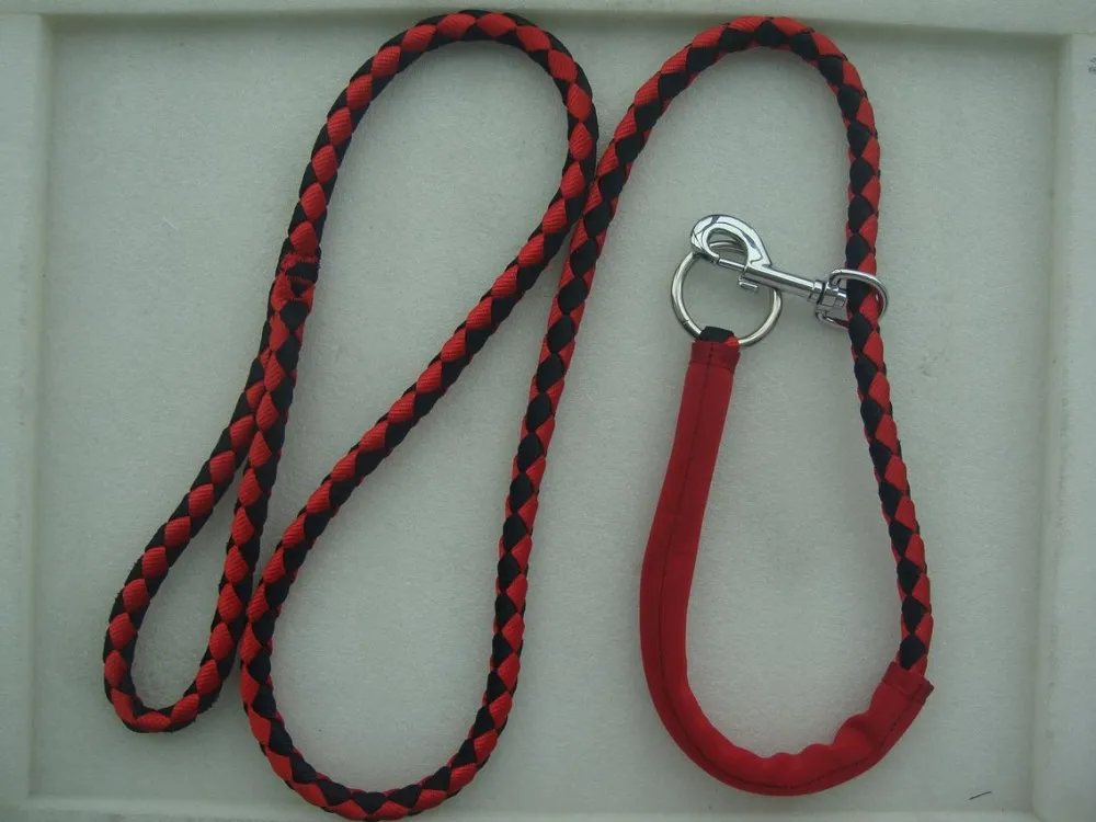 3/8" Dia. Read And Black Dog Leash That Goes Around Waist For Medium