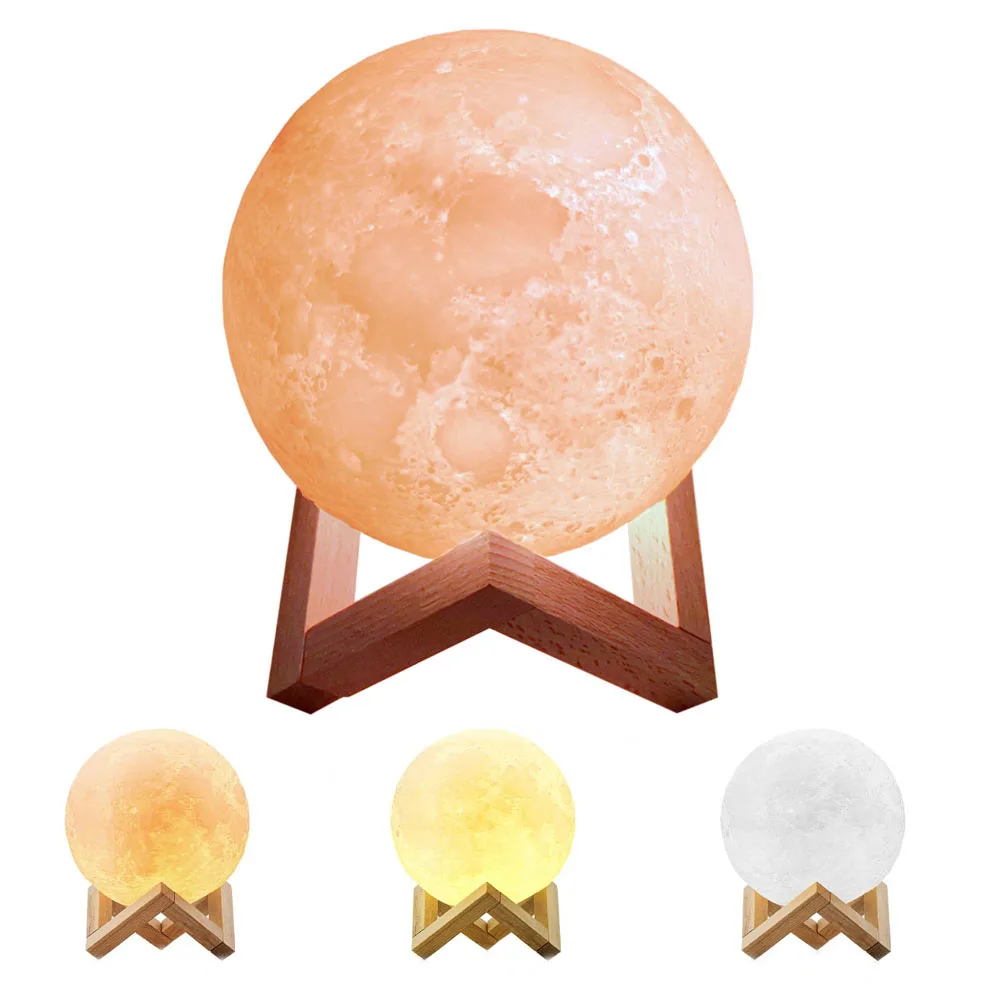 8cm 10cm 12cm 15cm 18cm 20cm 24cm led lamp warm and cool white 3D Printing Moon Light