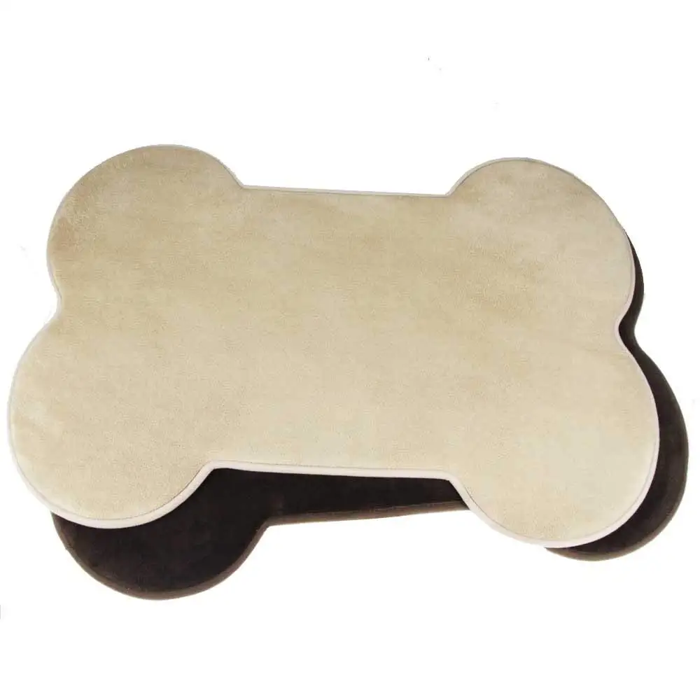 Kasentex Memory Foam Super Absorbable Fast Dry Rubber Back Non-Slip Firm Grip Safe Skid Resistant Machine Washable Floor Door Mat Indoor Outdoor, Dog Bone Shape, 35.5X24.5, Beige