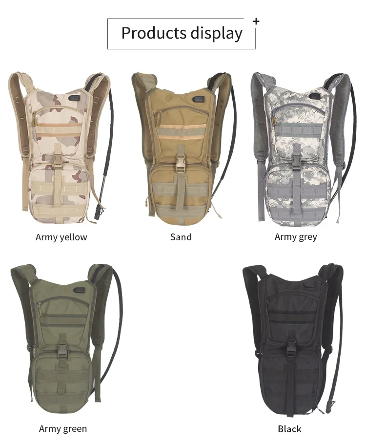 Wholesale 2.5l Camo Hiking Black Military Hydration Backpack With Water