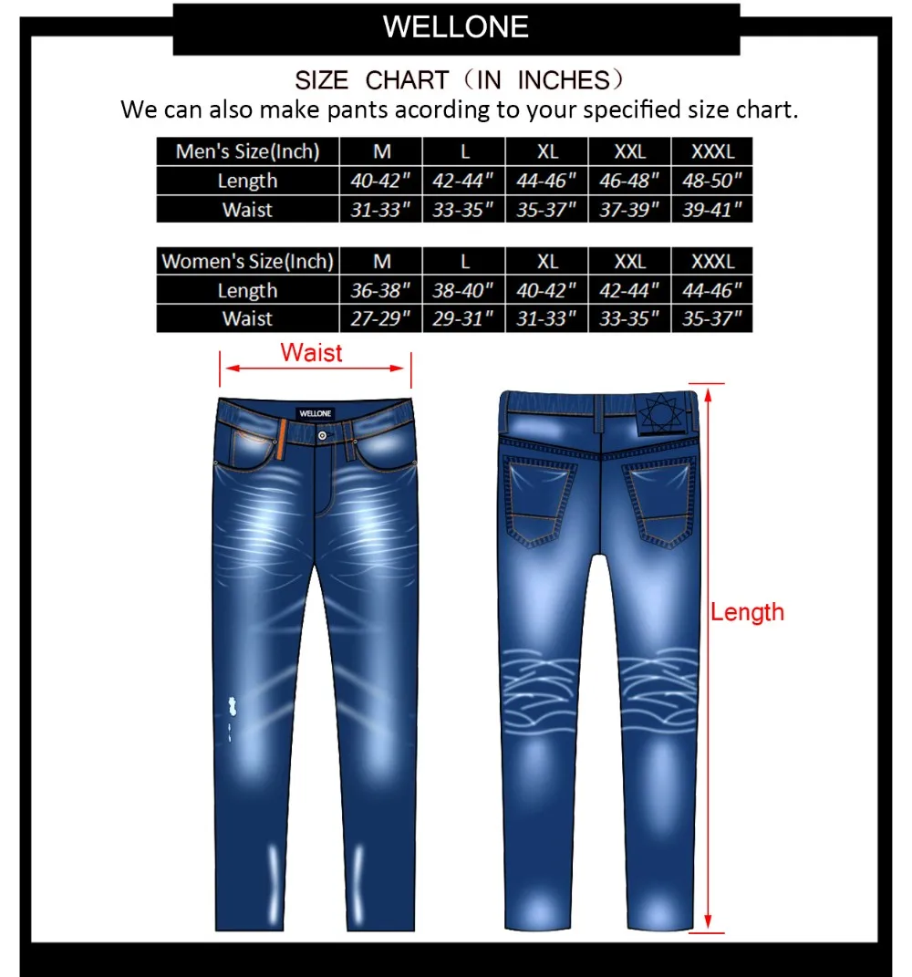 Pants Jeans Size Chart
