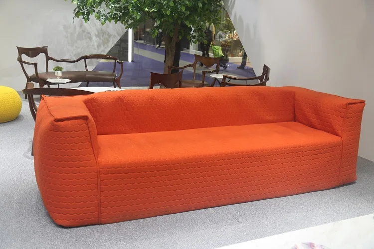 Orange Bean Bag Sofa Armrest Big Bean Bag Chair Sofa Easy Moveable