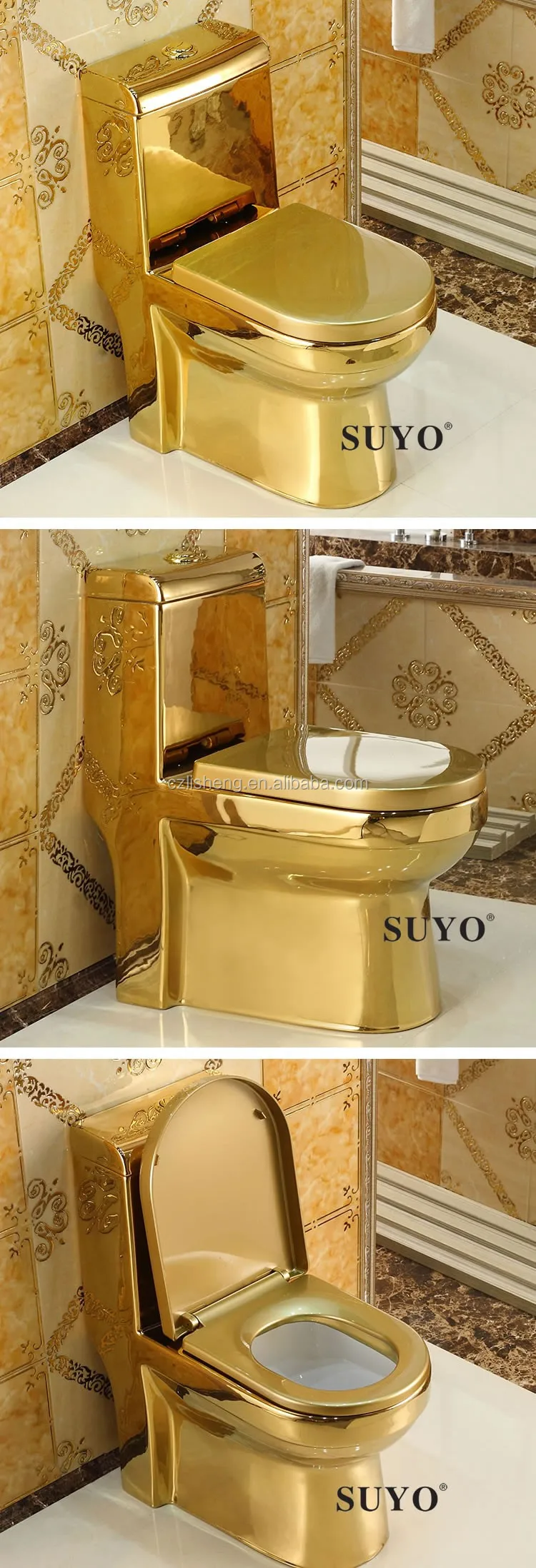 Sanitary Ware Bathroom Set Golden Color Ceramic Dragon Toilet Bowl Seat