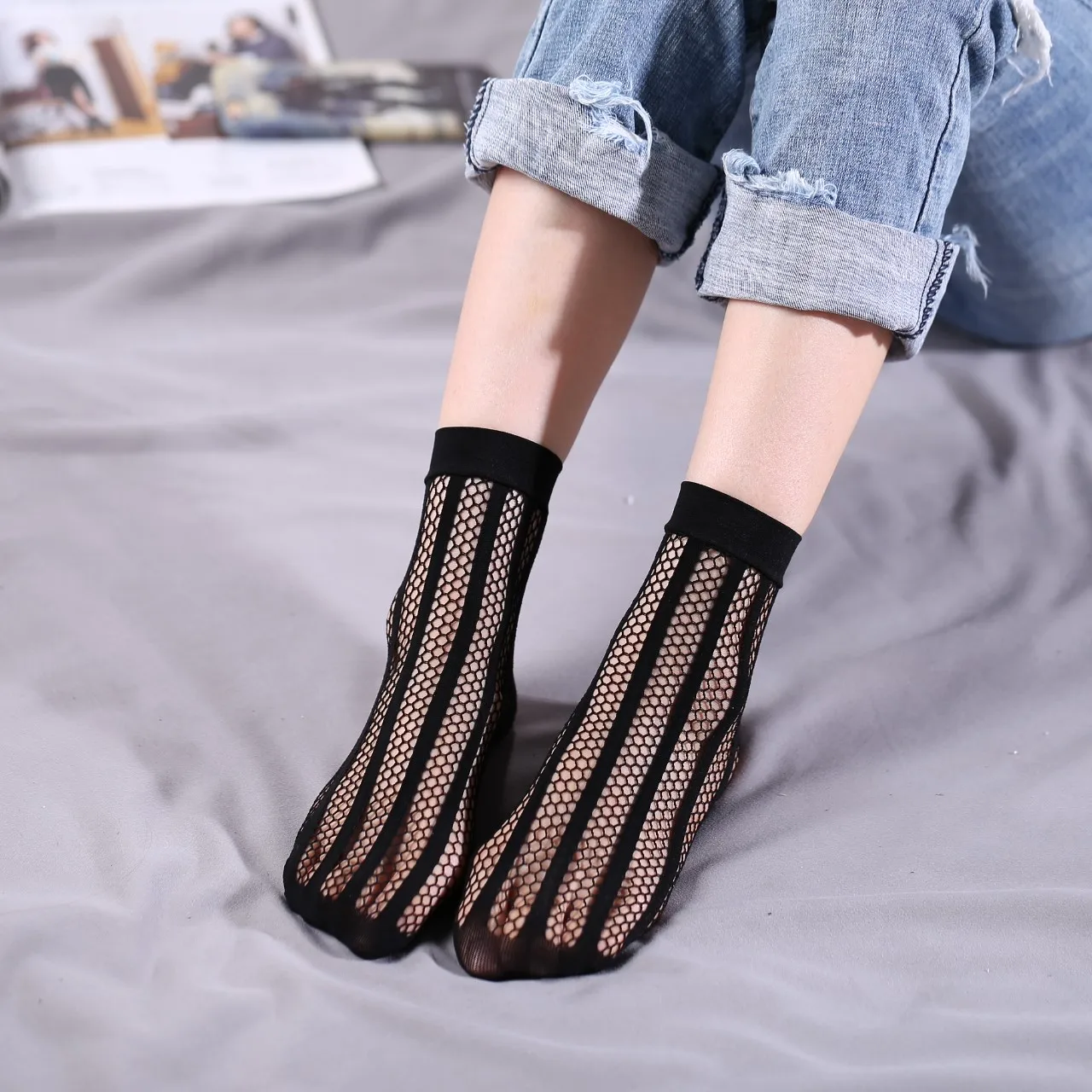 Comfortable Sexy Various Colors Fishnet Ankle Socks Fo