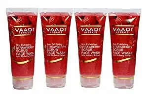 Vaadi Herbals Value Pack Of Strawberry Scrub Face Wash With Mulberry Extract (4x60ml)