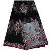 Black Color New Designs Nigerian French Lace Styles Embroidery Flower Pattern Tulle Fabric For Party Dress 955