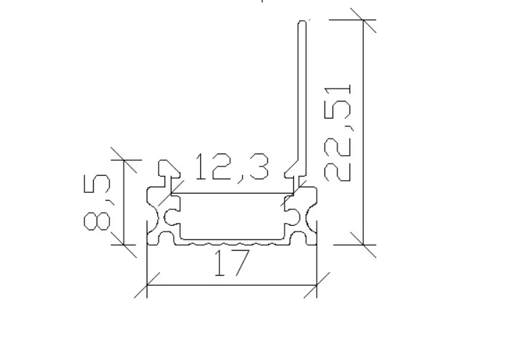 LS-056 12mm*17mm Aluminum Profile For 12mm For LED Strip Light