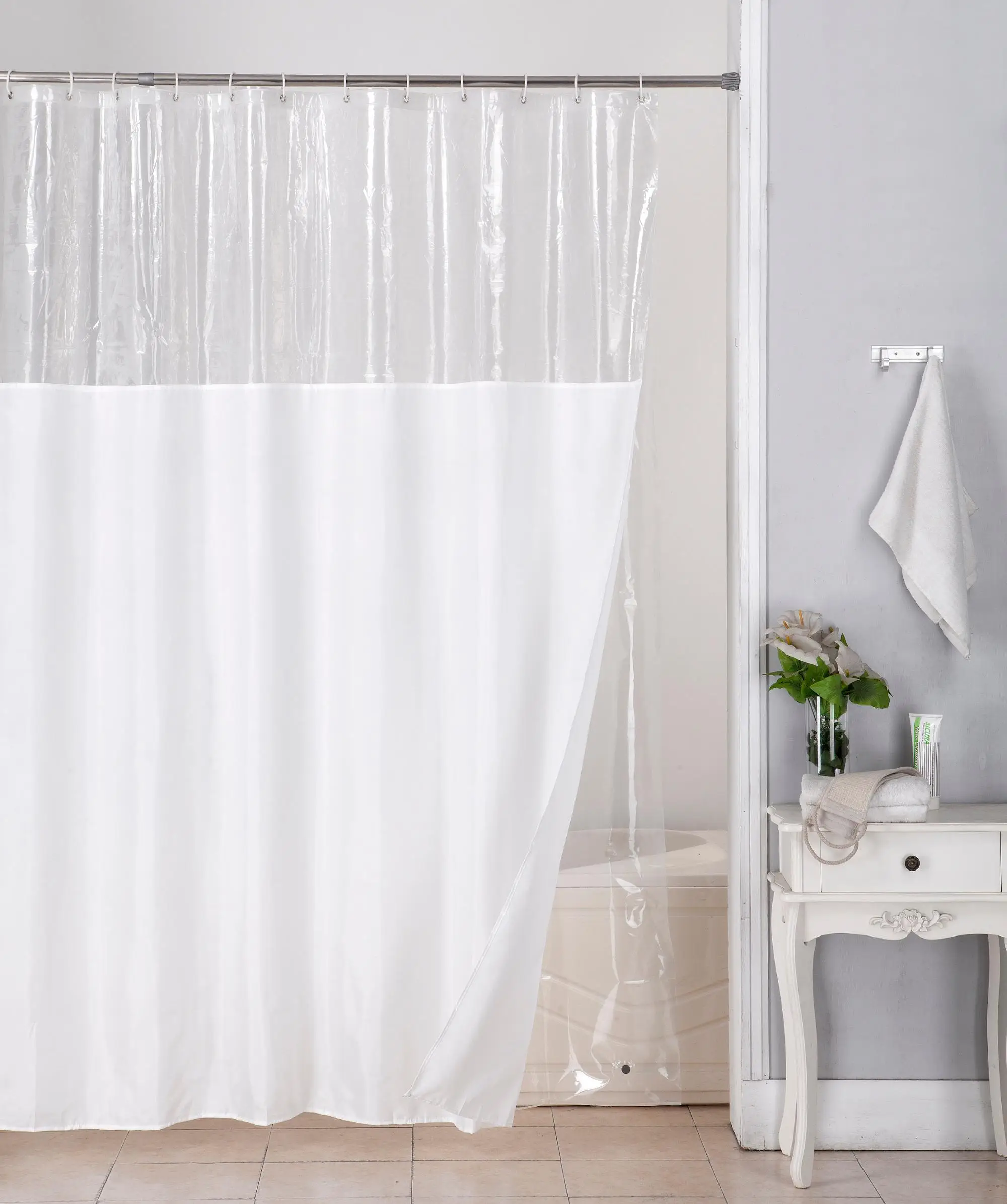 White Peva Shower Curtain Liner Set With Top Clear In Double Shower Curtain Buy Shower Curtain Liner