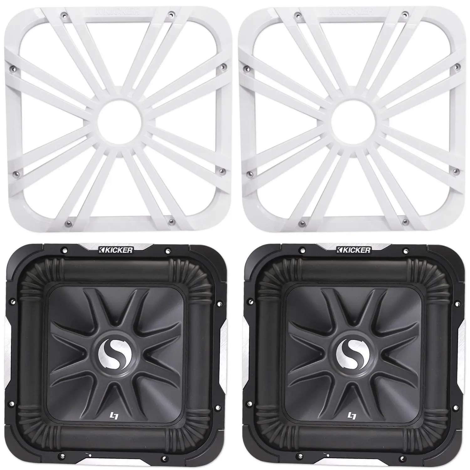 KICKER 11L710GLW 10" SOLOBARIC L7 SQUARE SUBWOOFER GRILLE/GRILL LED WHITE Vehicle Electronics