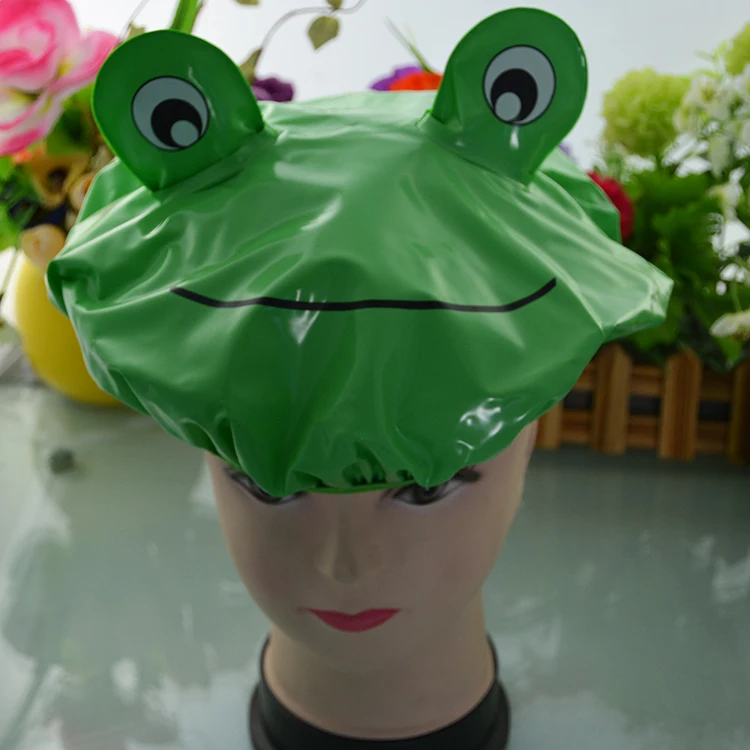 24cm Diameter Cartoon Frog Shower Caps For Kids Children Baby Pvc ...