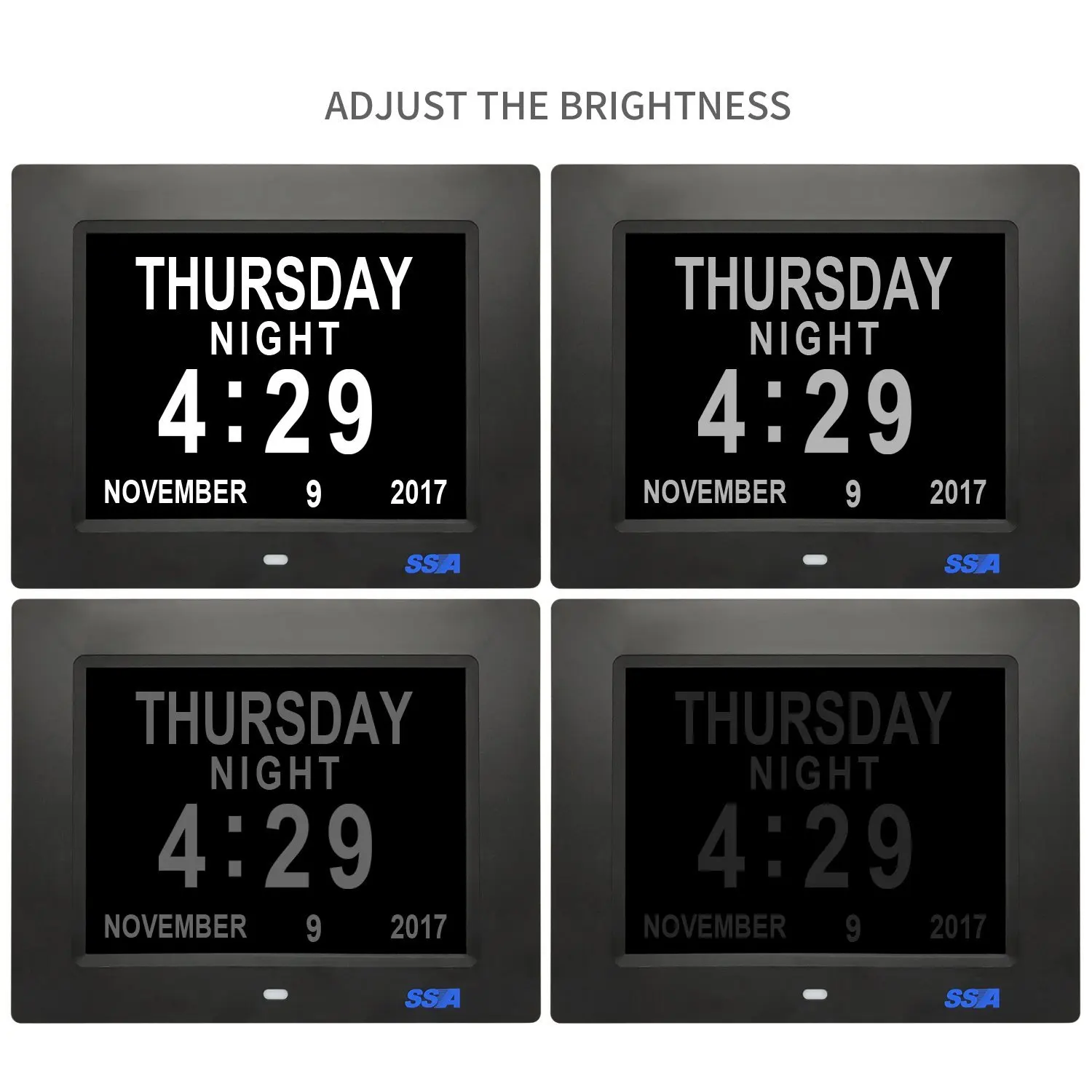 Calendrier num/érique avec Horloge de Jour 8 Pouces avec Affichage Extra-horaire de la Date et de lheure pour Les Personnes /âg/ées avec Perte de m/émoire