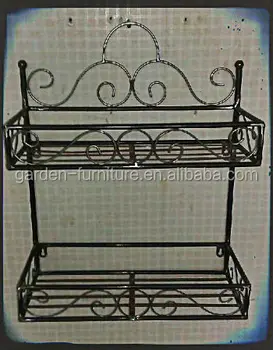 Antique Home Decor Double Levels Muti Purpose Organizer 2 Tier Antique Home Decor Double Levels Muti Purpose Organizer 2 Tier Wall Shelf Wrought Iron