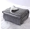 Classic Merino Cable Knit Sweater Throw Blanket with One Side Sherpa