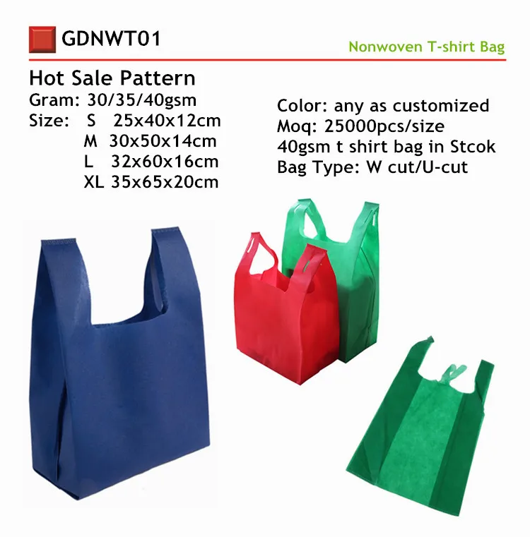 w cut non woven bag