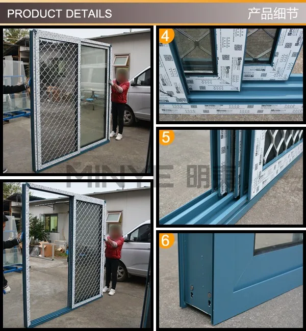 Triple tracks sliding glass door with security screen