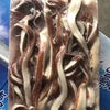 Frozen squid wing strip cut