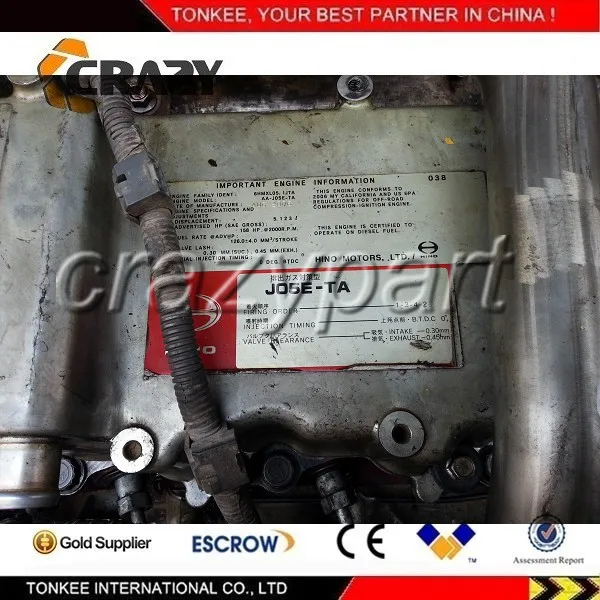 Hino Diesel Engine Jo5e-ta Complete Engine,Jo5e Engine Assy For Kobelco ...