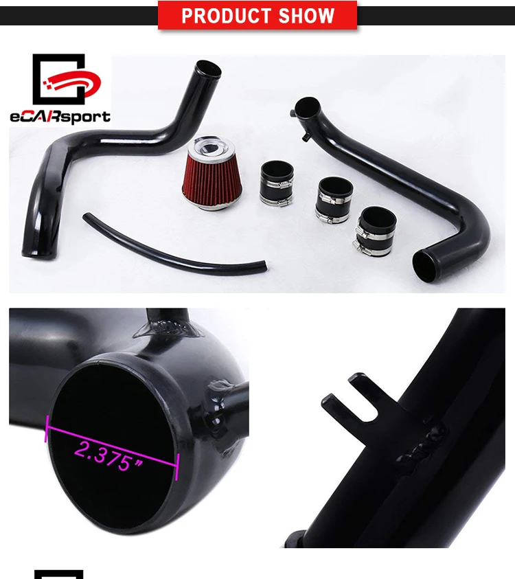 01-05 Honda Civic Mt Dx Lx 2.5/" Black Piping Cold Air Intake Induction System