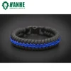 Police Thin Blue Line Micro Cord Fishshall Paracord Bracelet with Plastic Buckle