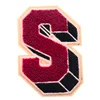 Custom purple colour chenille letter S patch for Jacket