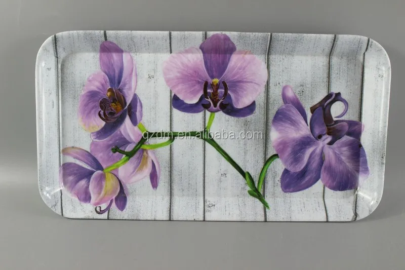12inch Melamine Rectangle Tea tray Flower Print