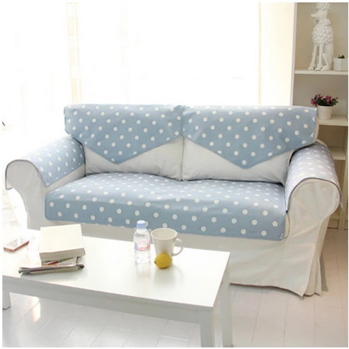 Korean Pastroal Reversible Blue & White Dot Cloth Sofa
