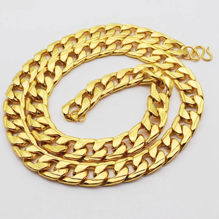 20 Inch Vitnam 14k Gold Cuban Link Chains Brass Necklace Chains For Men ...