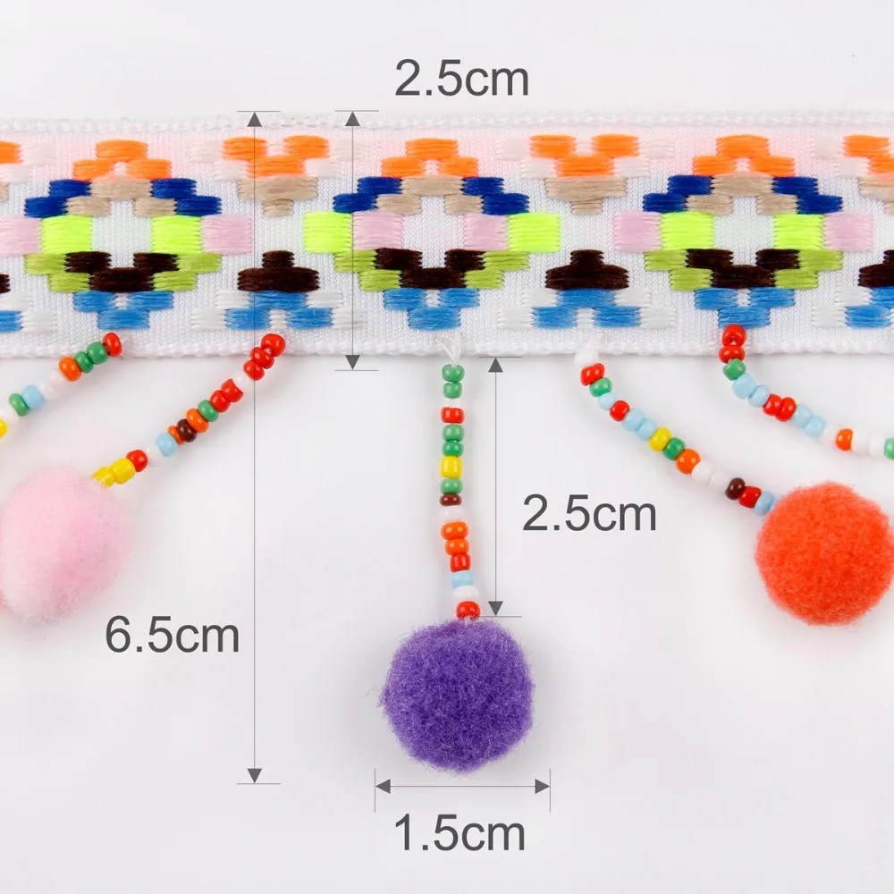 Wholesale Best Selling Multicolor Pompom Tassel Beaded Fringe Trim for Clothing.jpg