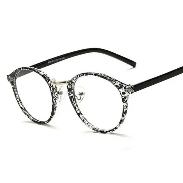 B 066 Fashion Round Eyeglasses Frames Brand Designer Men Black Circling Optical Frame Glasses Women Eyewear Plain Transpa