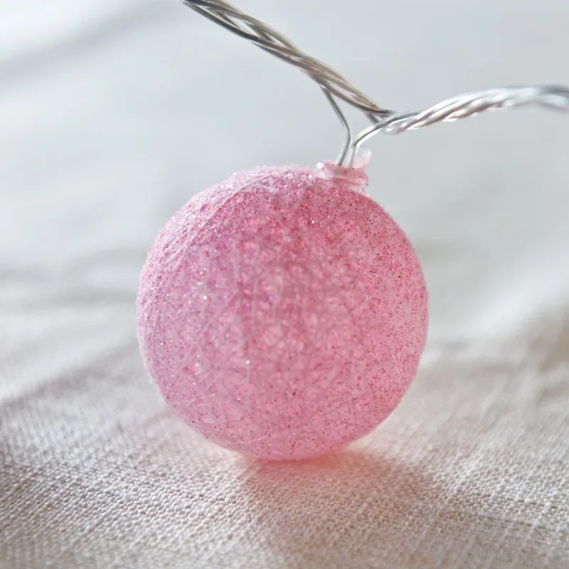 Colorful Holiday Room Decoration Cotton Ball String Lights Christmas