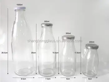 200ml 300ml 500ml 1000ml Multi Size Glass Milk Bottles