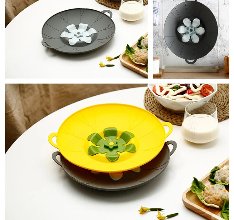 Amazon 2019 New Arrival Food Grade Cooking Pot Lids Utensil Kitchen Gadgets Silicone Lid Spill Stopper Pot Cover